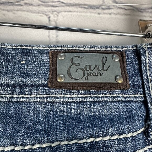Earl Jean Women's Embellished Cropped Denim Capri Cuff Jeans, Size 8, Dark Wash - Picture 9 of 14